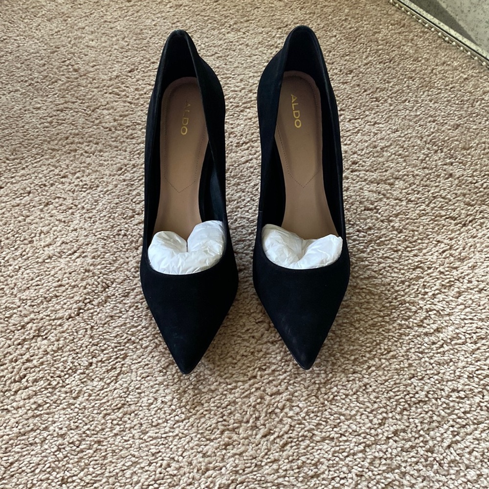 Black suede stilettos